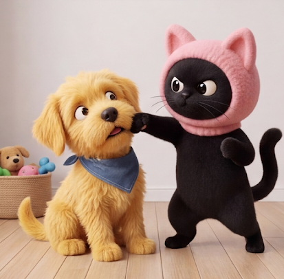 Mew 和她的小狗朋友